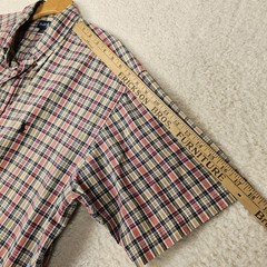 Ralph Lauren Shirt Mens Large Cream Red Black Plaid Blake Short Sleeve Work Wear