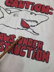 80s Jaws Under Construction Caution T Shirt Single Stitch USA 1980s RARE