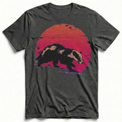 Badger Sunset Retro Wildlife Animal Nature Vintage Grunge t-shirt Outdoor Tee