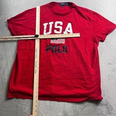 Polo Ralph Lauren Mens XL Red USA American Flag Graphic T-Shirt Classic Fit