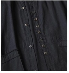 Anniay-lin/kapital Cotton Linen Double-Pocket Irregular Loose Long-Sleeved Shirt