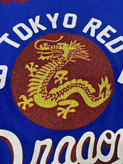 Iro-Ochi Japanese Graphic Dragon Mens Shirt Blue Red Tokyo M Embroidered Velvet