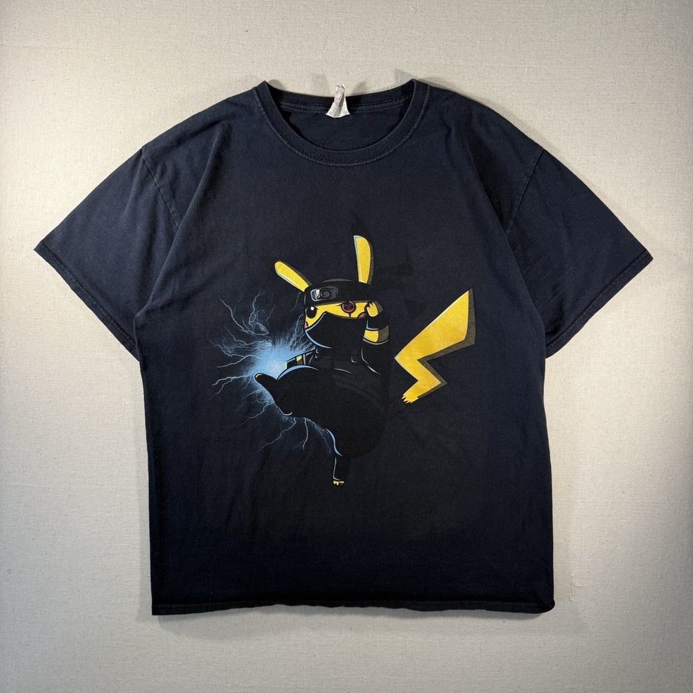 Pikachu Naruto T-Shirt Vintage Men’s Size L Fruit Of The Loom Y2K 2000s