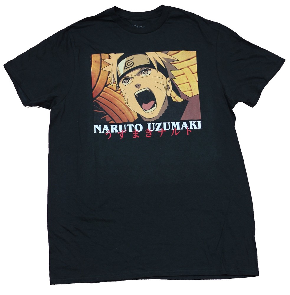 Naruto Shippuden Adult New T-Shirt – Naruto Uzumaki Orange Screaming Face Pic