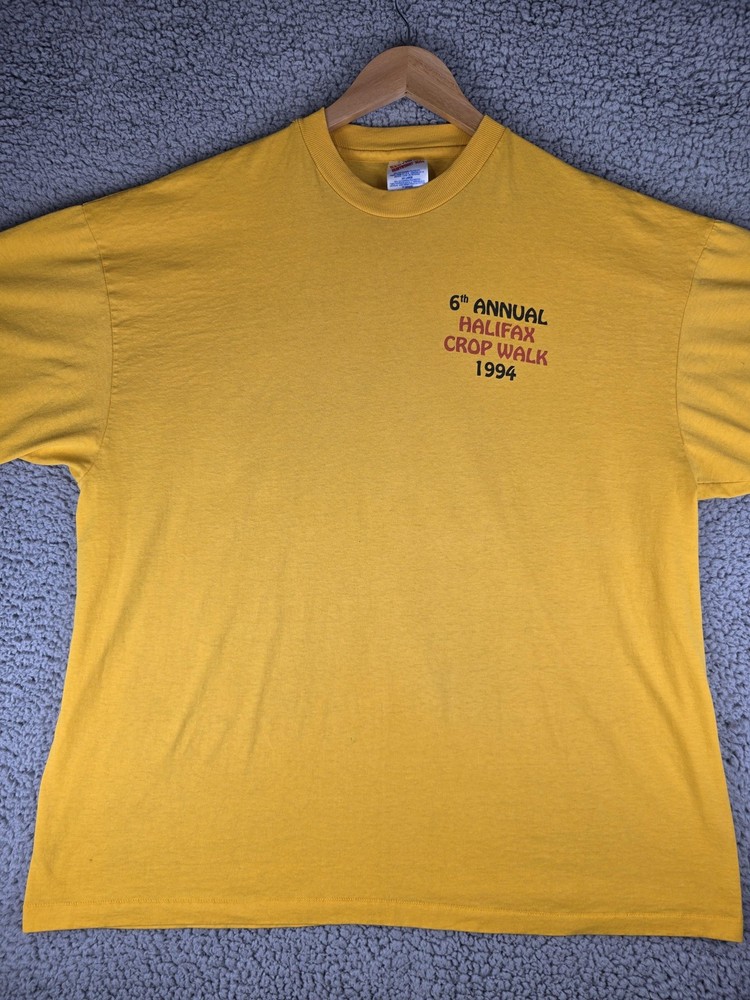 VINTAGE Halifax CROP Walk Shirt Mens 2XL Yellow 1994 Daytona Beach Charity 90s