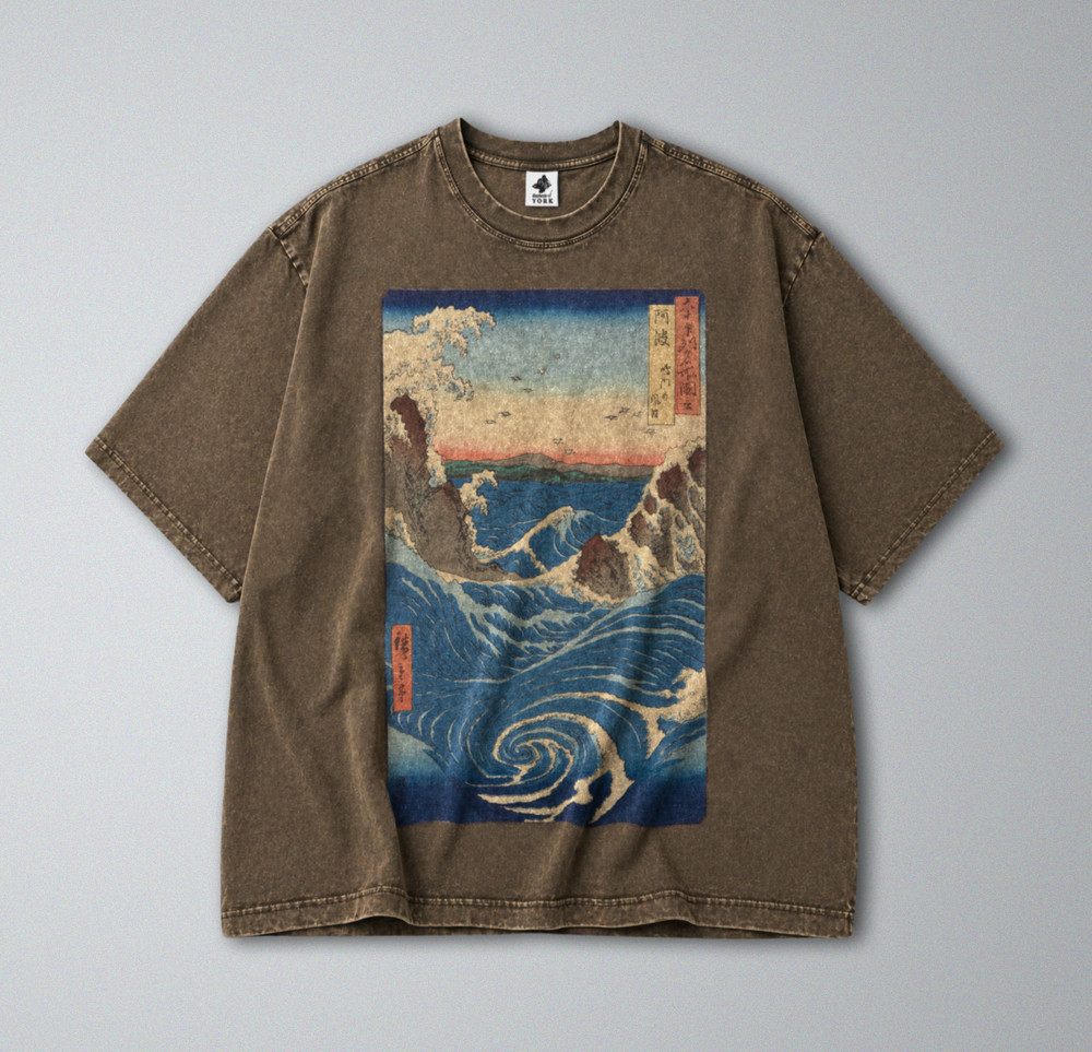 100% Cotton Tee – Unisex Retro Oversized Fit – Naruto Whirlpools – Japanese Art