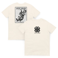 Lucky Brand No Luck Given Graphic Tee Dark Gothic Rabbit Streetwear Shirt