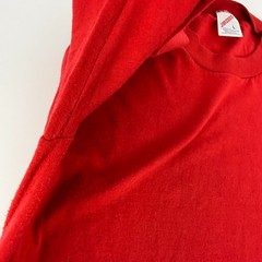 Vintage Blank T Shirt 1990s JERZEES Blank Red Cotton Polyester Blend Adult LARGE