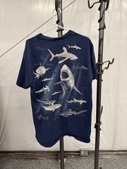 Vintage Shedd Aquarium Shark T-Shirt Navy Blue Marine Life Graphic Tee Size XL