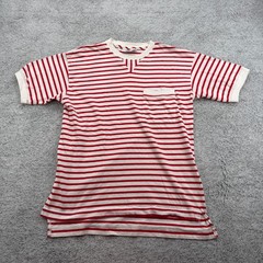 Vintage Willis & Geiger Shirt Mens Large Red White Striped Crew USA Wheres Waldo