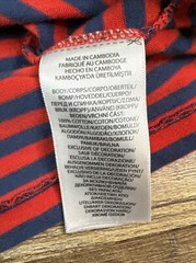 Polo Ralph Lauren Navy Blue & Red Striped S/S Shirt Pony Logo Sz Large Preowned