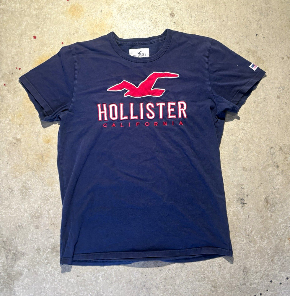 Hollister Men’s L T-Shirt Blue Short Sleeve Crew Neck Graphic Logo California