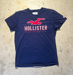 Hollister Men’s L T-Shirt Blue Short Sleeve Crew Neck Graphic Logo California
