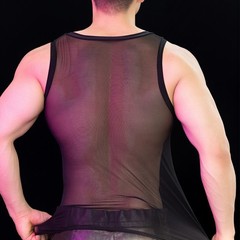 Men’s Sports Sleeveless Vest Sheer Mesh Tank Top Nightclub Party Shirt