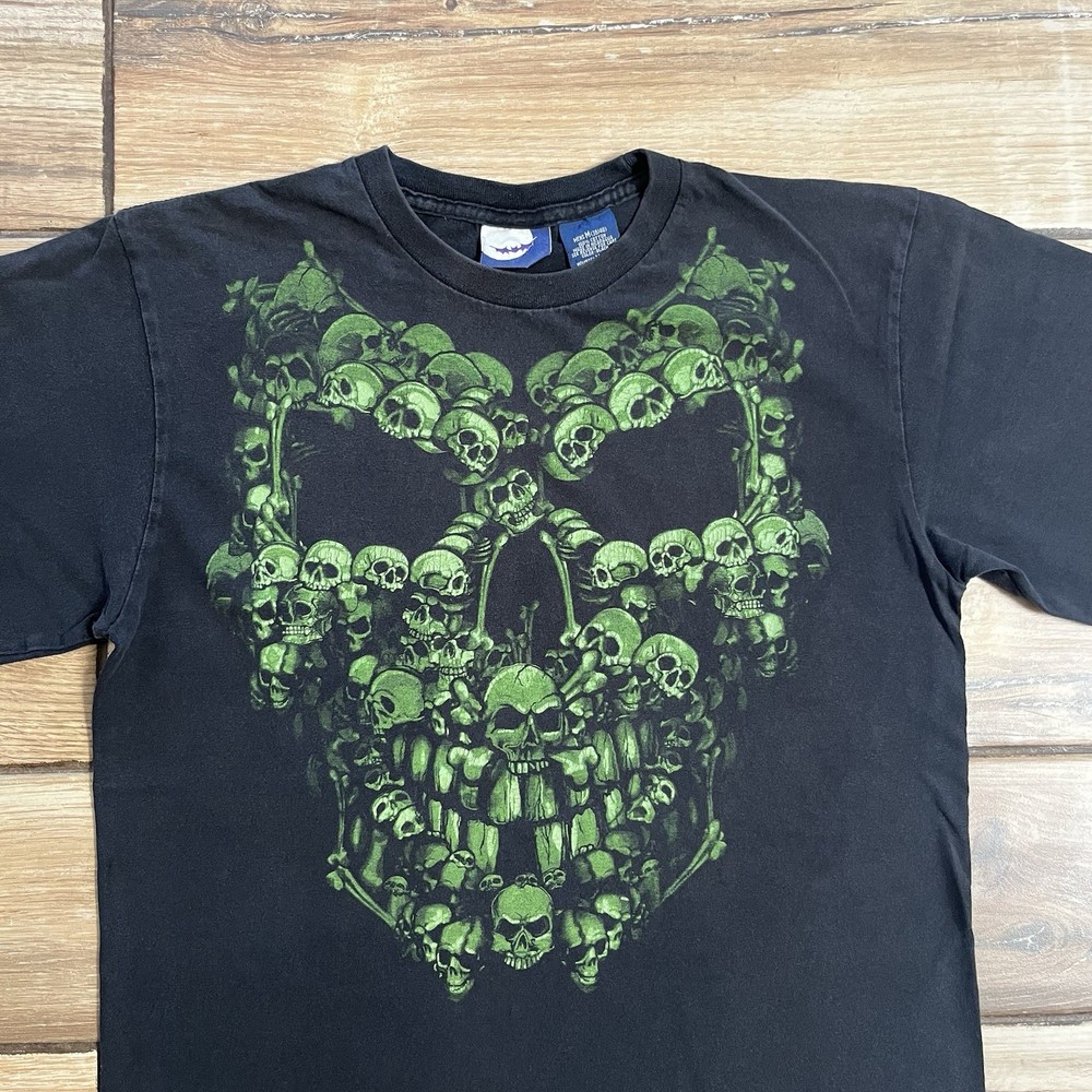 Vintage 2000s Y2K Green Skull Shirt M Juicy J 36 Mafia Memphis Nu Metal Swag
