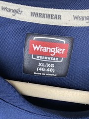 Wrangler Workwear Shirt Mens XLarge Navy Blue Pocket Crew Neck Short Sleeve