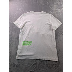 Psycho Bunny Mens White Neon Green Logo Pima Cotton T-Shirt B6U301Z1PC Size 4 S