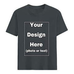 Print Your Photo Text Logo Custom DIY Cotton Tee Personalized Unisex Soft Top