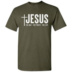 Jesus Christ Cross The Way Truth Life T-Shirt Faith in God Christian Bible Tee
