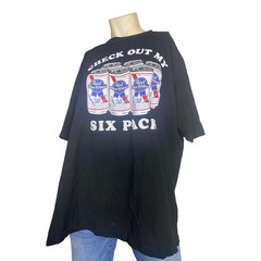 Pabst Blue Ribbon Check Out My Six Pack Beer Graphic T Shirt Mens 2XL Black