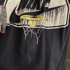 Nike Dri Fit GoldBasket Backboard Aj1 Men’s Sz Large Black/Gold Toe 1 Shirt RARE