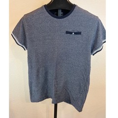 Straight Faded New York Mens Large Navy Blue Textured Knit Short Sleeve T-Shirt