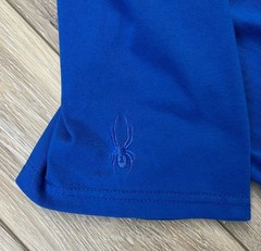 Spyder Blue Short Sleeeve Tee Ribbed Collar Embroidered Logo Mens Sz XL