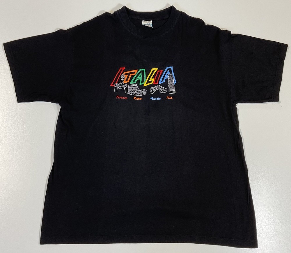 Vintage Italy Tourist T Shirt Sz XL Souvenir Rome Pisa Embroidered 90s