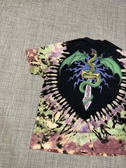 Vintage 1994 Liquid Blue Ian Bohorquez Goat Skull/Snake Tie Dye Shirt Size XL