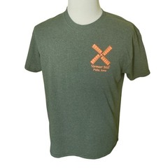 Vermeer Mills Pella IA Gray T Shirt Size Large Gildan Ultra Cotton – Light Spots