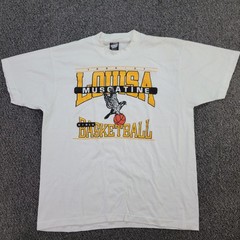 Vintage Louisa Muscatine IA High School Basketball Shirt XL White Single Stitch