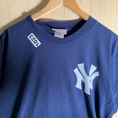Vintage Jorge Posada Shirt Adult Size Large Blue Short Sleeve Men’s Pullover Y2K