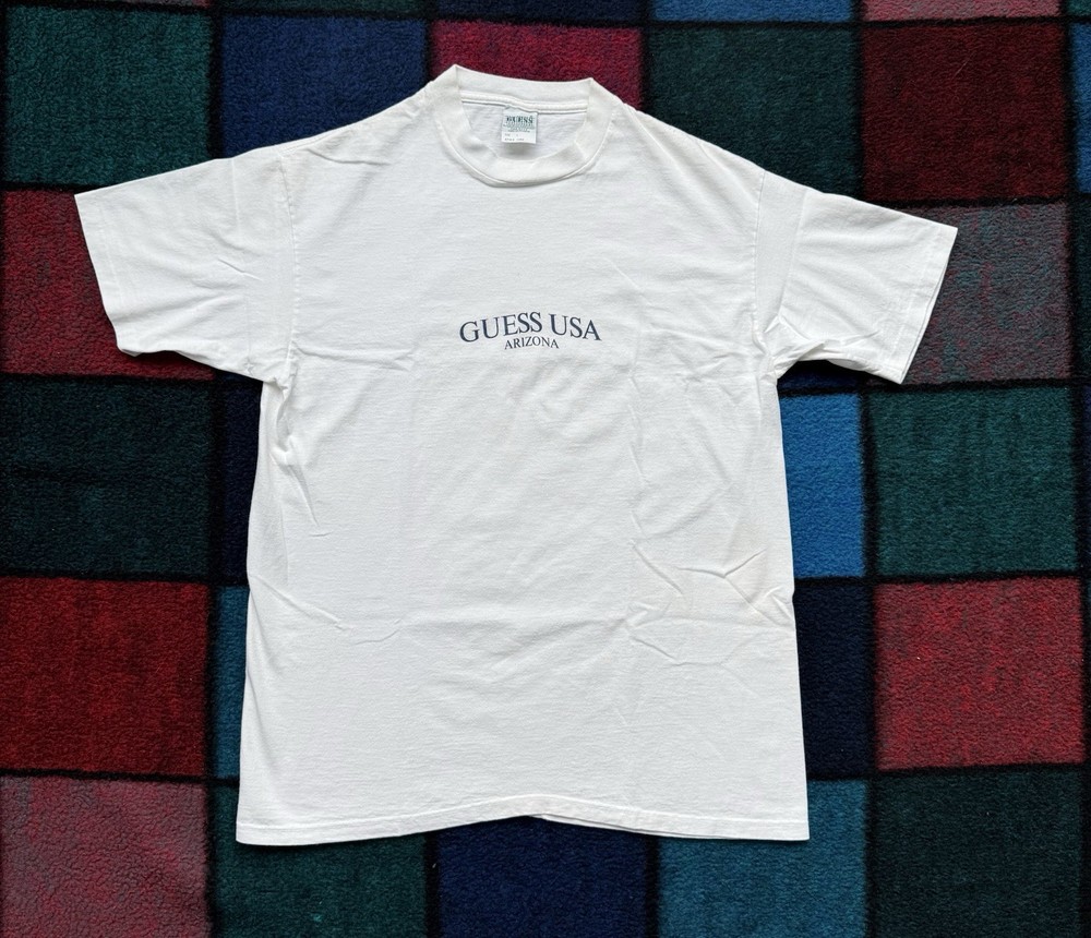 Vintage GUESS USA ARIZONA Logo Spell out Tshirt Mens Large 90s Georges Marciano