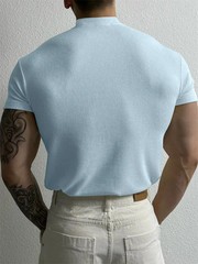 spring summer Elastic Comfortable Men’s T-shirt Small high collar stripe shirt s