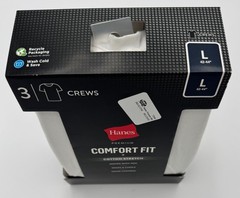 Hanes Premium Mens Crew T-Shirts Size L White Comfort Fit 3-Pack NWT