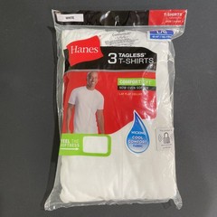 Hanes ComfortSoft 2135 Crewneck Tagless Men’s T-shirt L 3 Pack- White Sz Lg