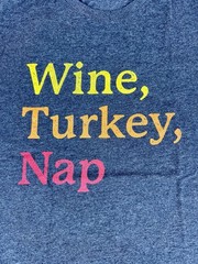 Wine Turkey Nap Thanksgiving Dark Gray T-Shirt Sz. M*