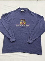 Vintage 90S ski Brian Head Utah resort Mock Neck Long Sleeve Shirt Men’s L Made