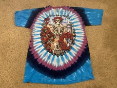 Vintage Liquid Blue Grateful Dead 1995 Tie Dye T-Shirt XL 30 Years Skeleton Rose