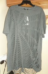 COOFANDY DARK GRAY FRONT ALL OVER CUT OUT CREW NECK T-SHIRT NWT XXL