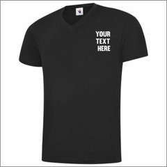 Personalised Custom Uneek Mens Classic V Neck T-Shirt 100% Cotton Casual Tee TOP