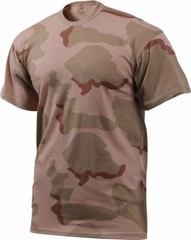 Mens Tri-Color Desert Camouflage Tactical Military Short Sleeve T-Shirt