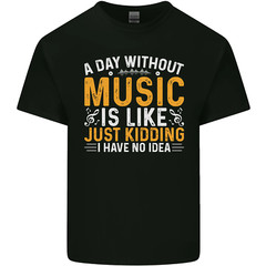 A Day Without Music Tekno Hip Hop Metal Mens Cotton T-Shirt Tee Top