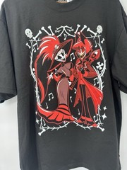 Hazbin Hotel Rosie & Alastor Ace Double-Sided T-Shirt Hot Topic Black Goth NWT