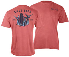 Salt Life Tails and Water Saltwash S/S Tee Red Adult L Live Salty Saltife NWT