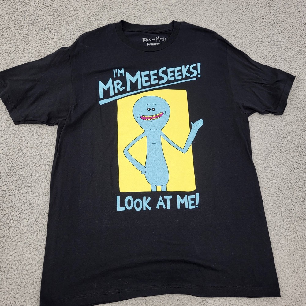 Rick and Morty Adult Swim Shirt Mens Large Black Mr. Meeseeks Graphic