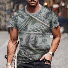 Men`s Dollar T Shirt Short Sleeves Bill Dollar Money Clothing Tops Funny Tshirts