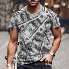 Men`s Dollar T Shirt Short Sleeves Bill Dollar Money Clothing Tops Funny Tshirts