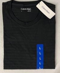 Calvin Klein Mens T-Shirt BLACK Shadow Stripe Short Sleeve LARGE 100% Cotton NEW