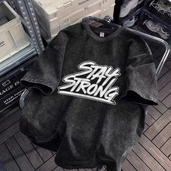 Vintage Letter Graphic T-Shirt 100% Cotton Oversized Streetwear Lace Up Tee